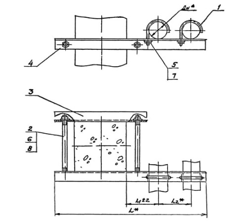 Крепления двух трубопроводов к колонне в Пинске