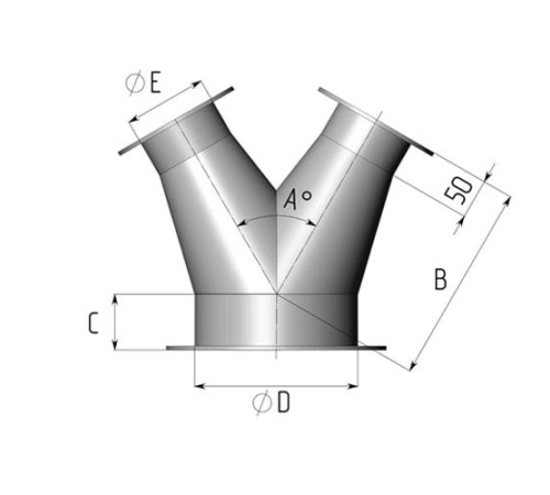 Титановые неравнопроходные Y-тройники для воздуховодов в Пинске