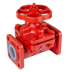 Запорный мембранный футерованный вентиль-клапан